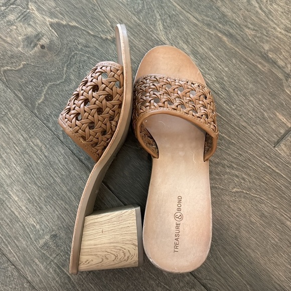 Treasure & Bond Caroline Brown Lattice Woven Slip On Sandals Heels Size 7.5 - Picture 7 of 8